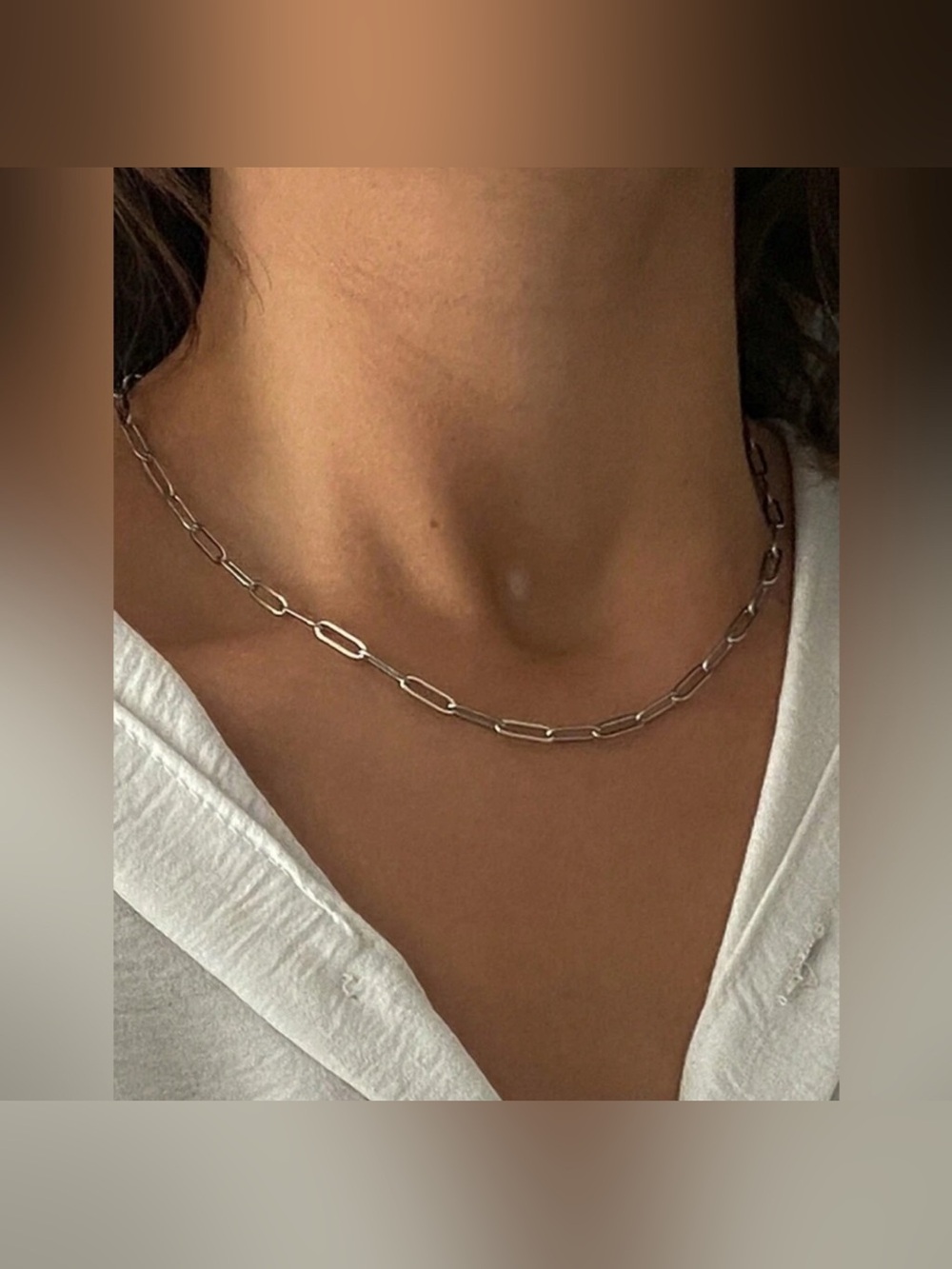 Silver Plated Stainless Steel Minimalist Paperclip Chain Necklace